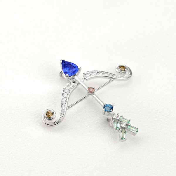 522.高品質ブルーサファイアプラチナブローチ | ユアエメラルド