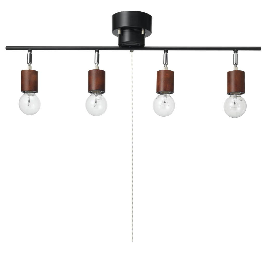 ウッドヌード球無し4灯シーリングライトダークウッド｜YAZAWA CORPORATION