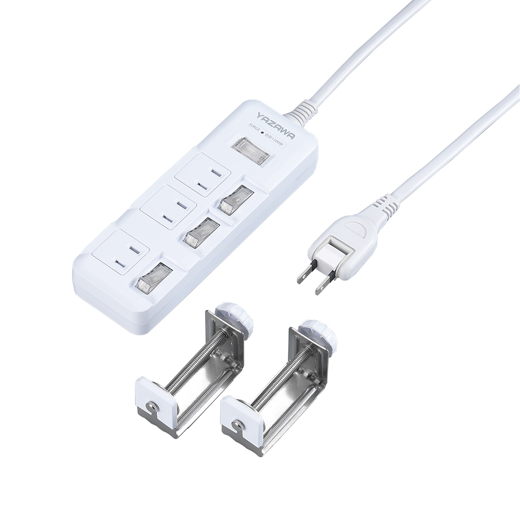 個別スイッチ付節電タップ3個口3m白｜YAZAWA CORPORATION
