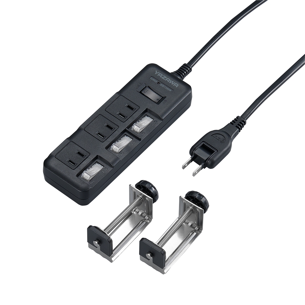 雷サージ付省エネタップ2個口黒｜YAZAWA CORPORATION