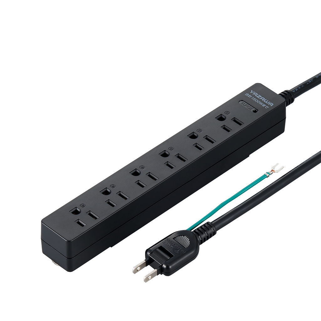 雷ガード付4個口節電タップ2mブラック｜YAZAWA CORPORATION