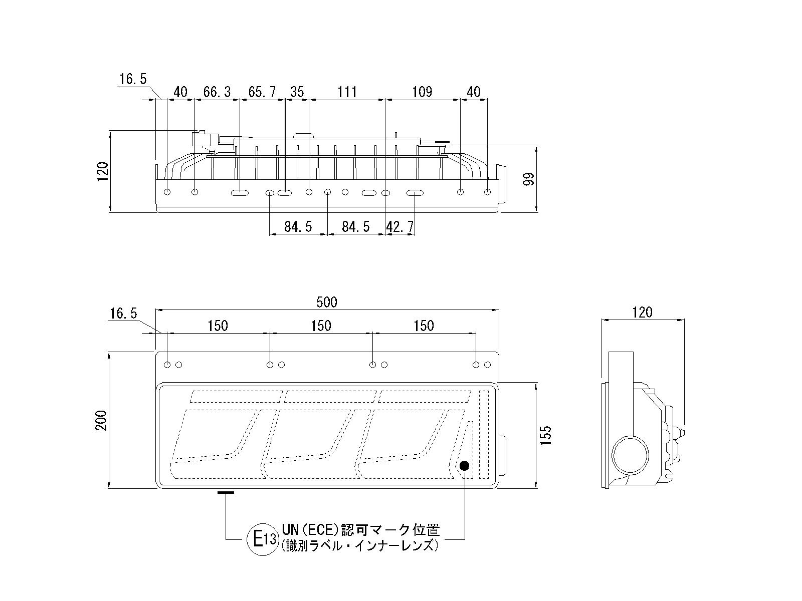 小糸 オールLEDリアコンビネーションランプ 3連レッドVer. R側 LEDRCL