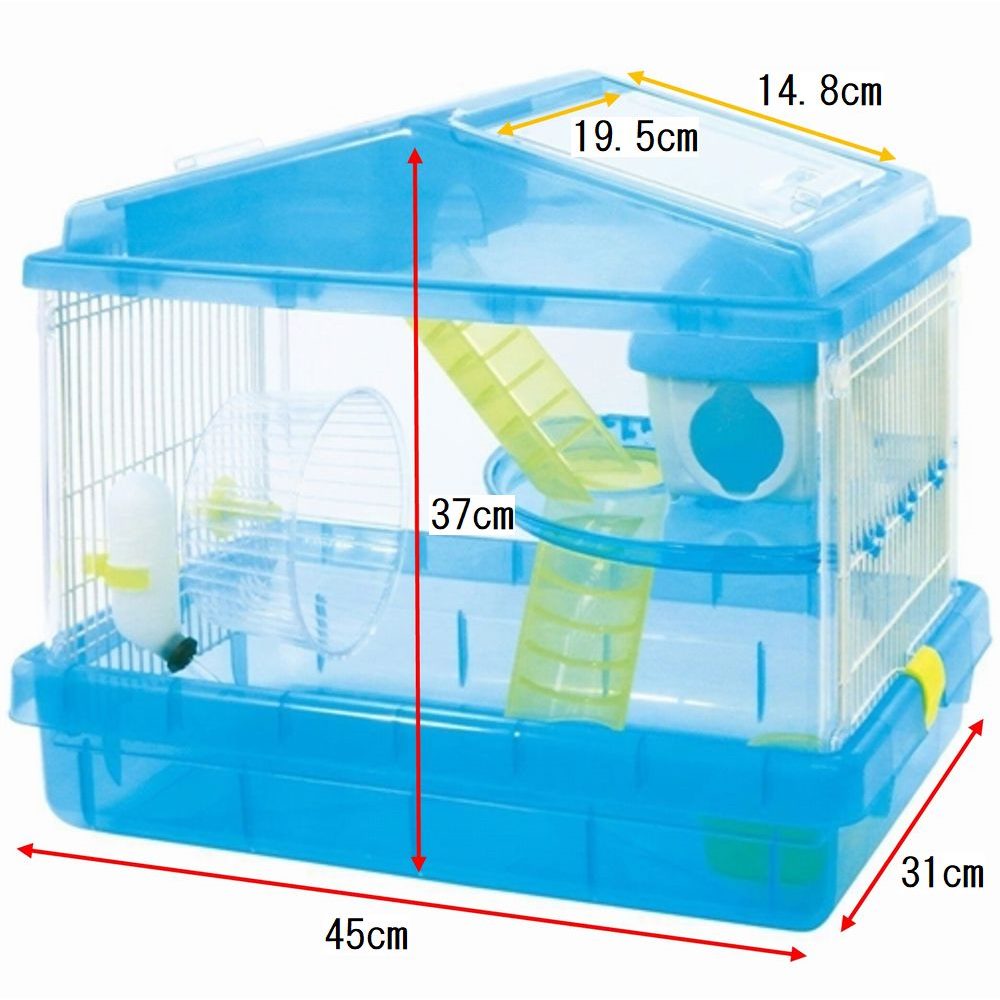 アイリスオーヤマ ハムスターケージ（2階建てタイプ） クリアブルー
