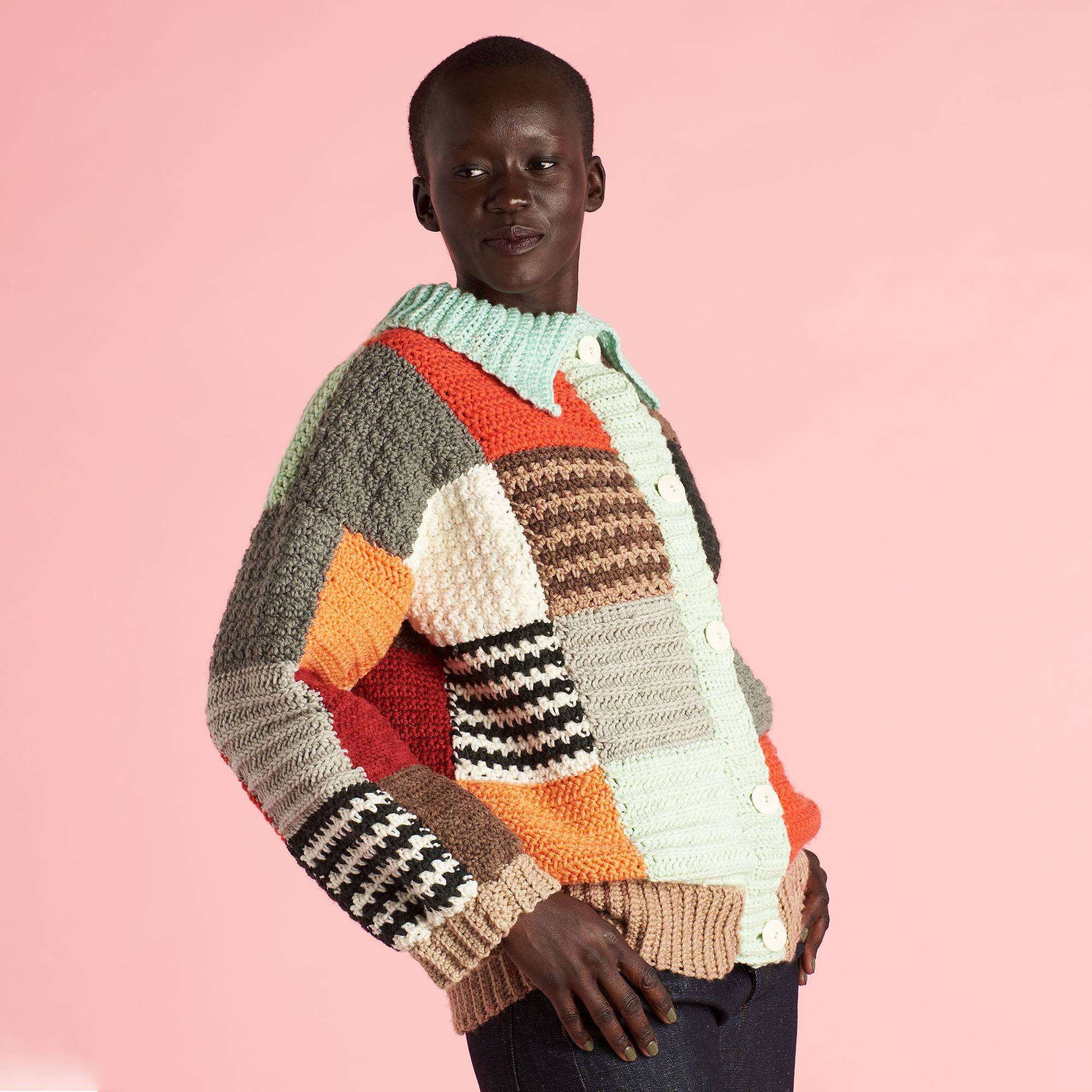 Free Caron Crochet Patchwork Cardigan Pattern | Yarnspirations