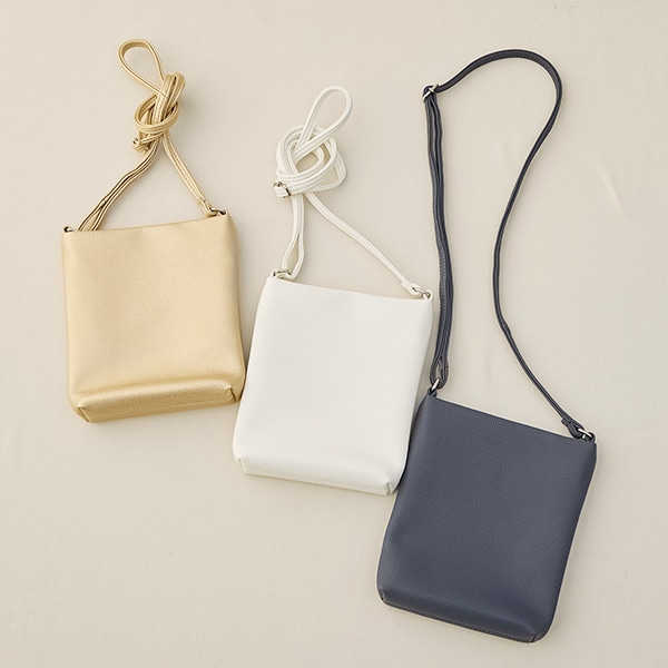 フェイクレザーミニショルダーバッグ(ネイビー)｜SALE（ファッション