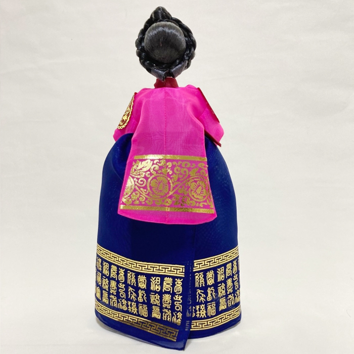 韓国人形・王妃 青×ピンク 韓国伝統衣装の本格韓国人形 韓国人形 夢