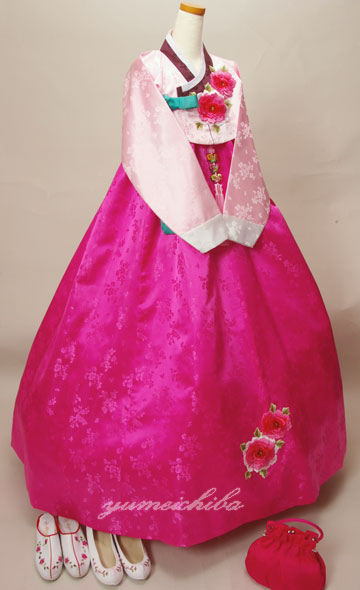 155_チマチョゴリレンタル韓服化繊_バスト85～95cm_身長+靴高さ170