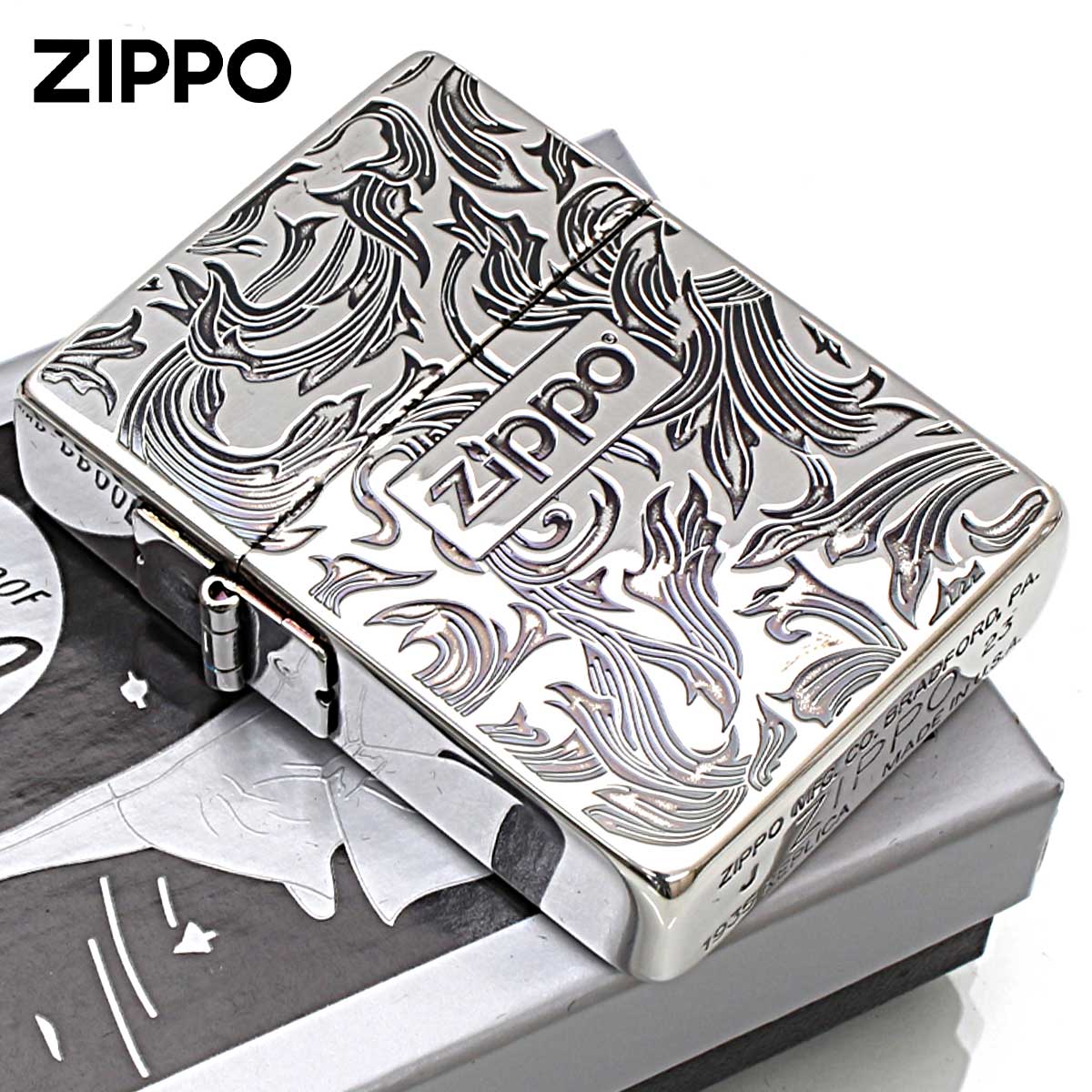 Zippo ジッポー 1935レプリカ アラベスク 唐草 両面加工 Arabesque 銀