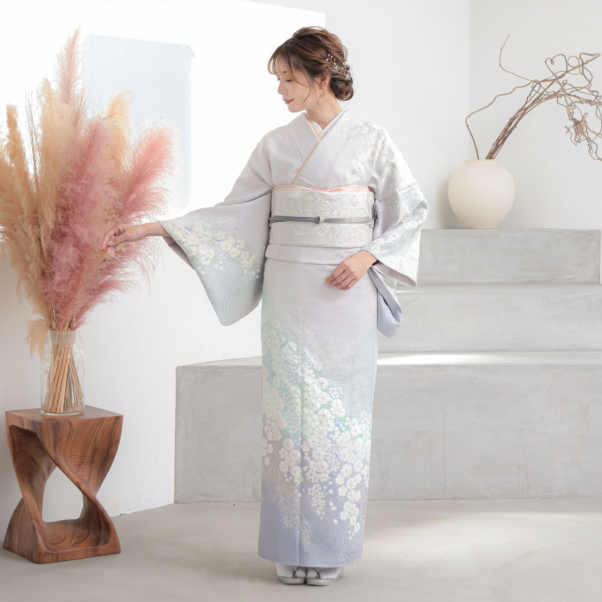 訪問着：H1289 桂由美 薄藤 枝垂れ桜| 訪問着レンタル │ 京都着物