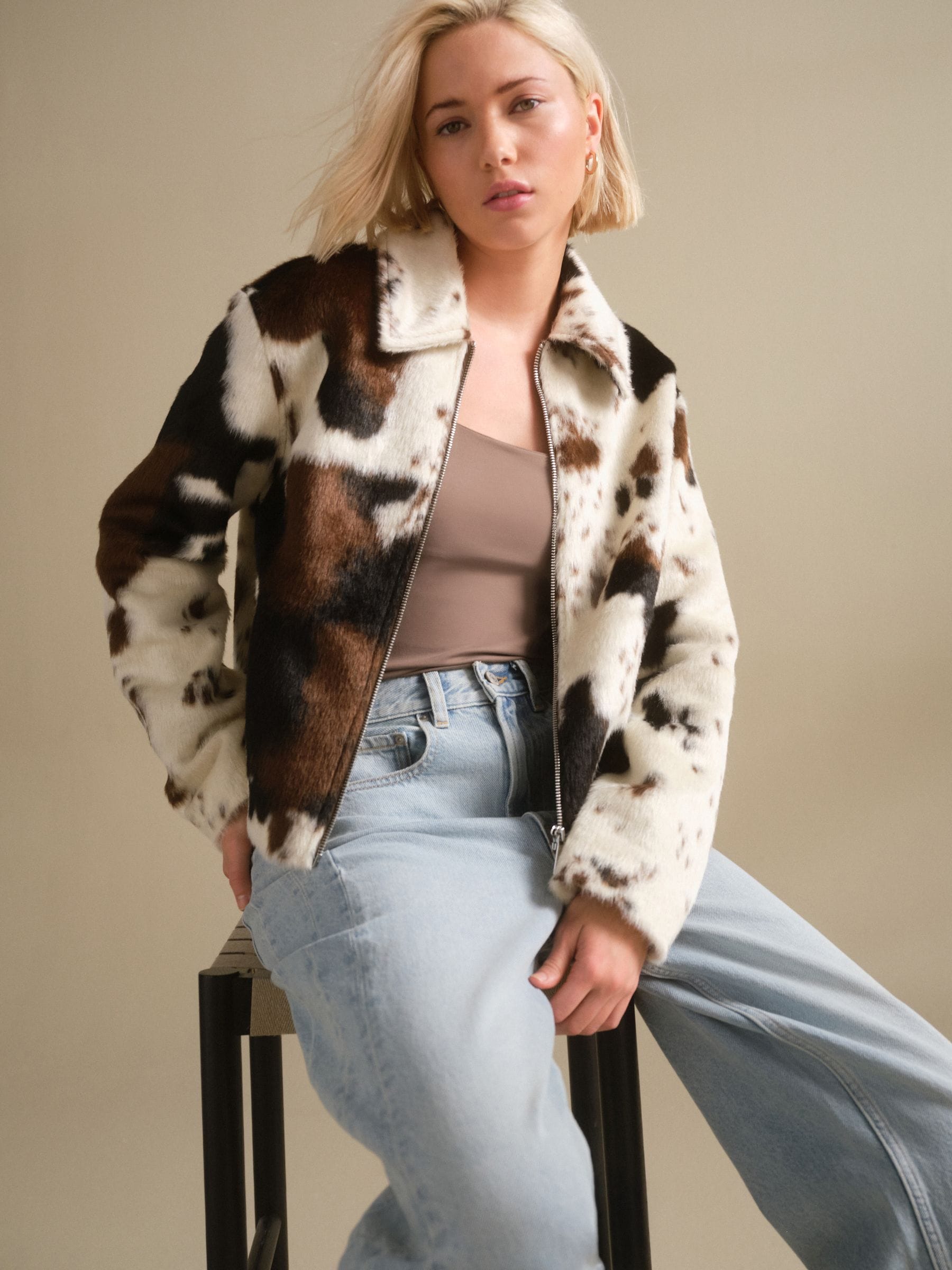 Buy Cow Print Zip Through Jacket from Next USA