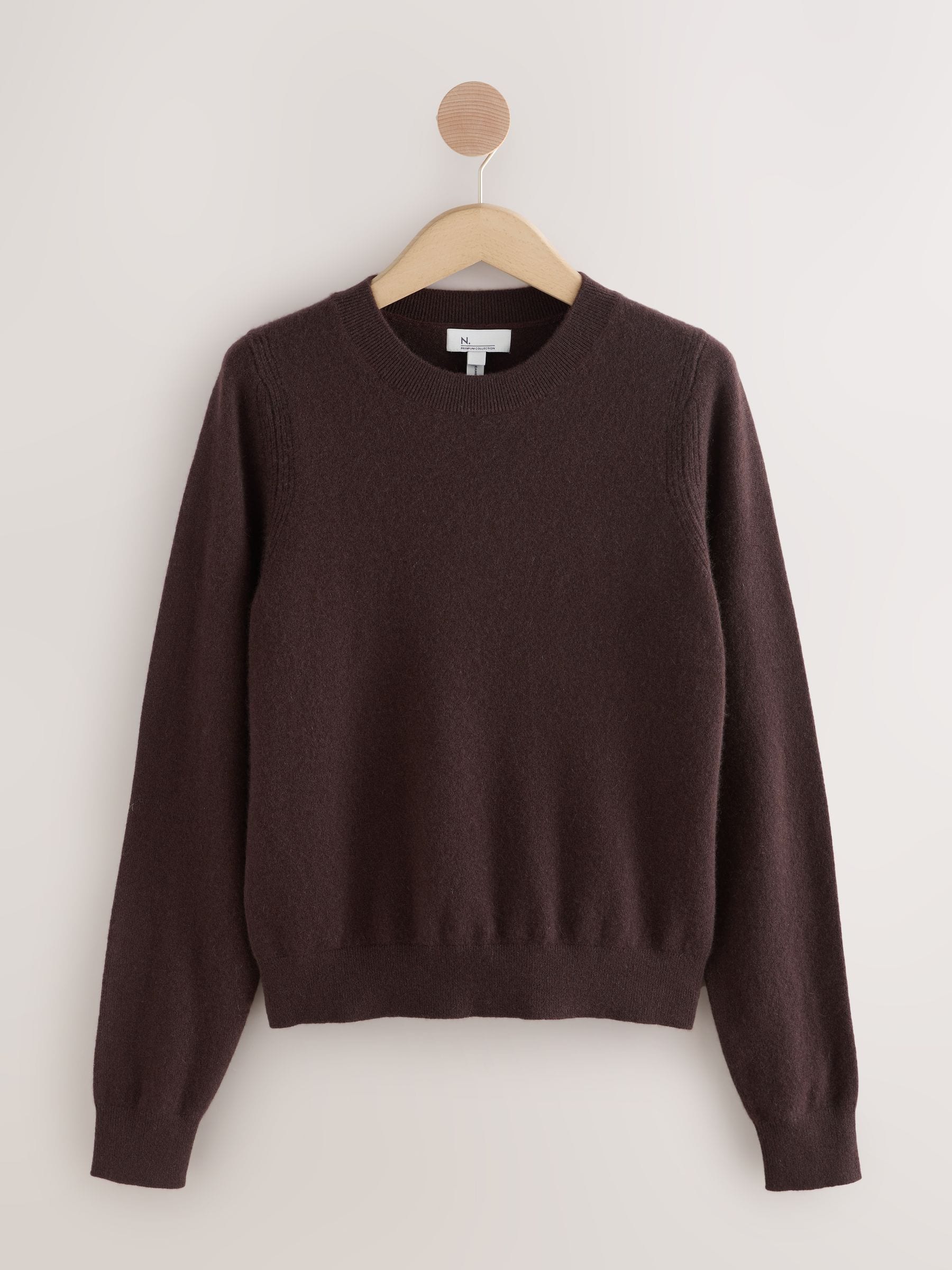 Buy Chocolate Brown N.Premium 100% Cashmere Crew Neck Jumper from