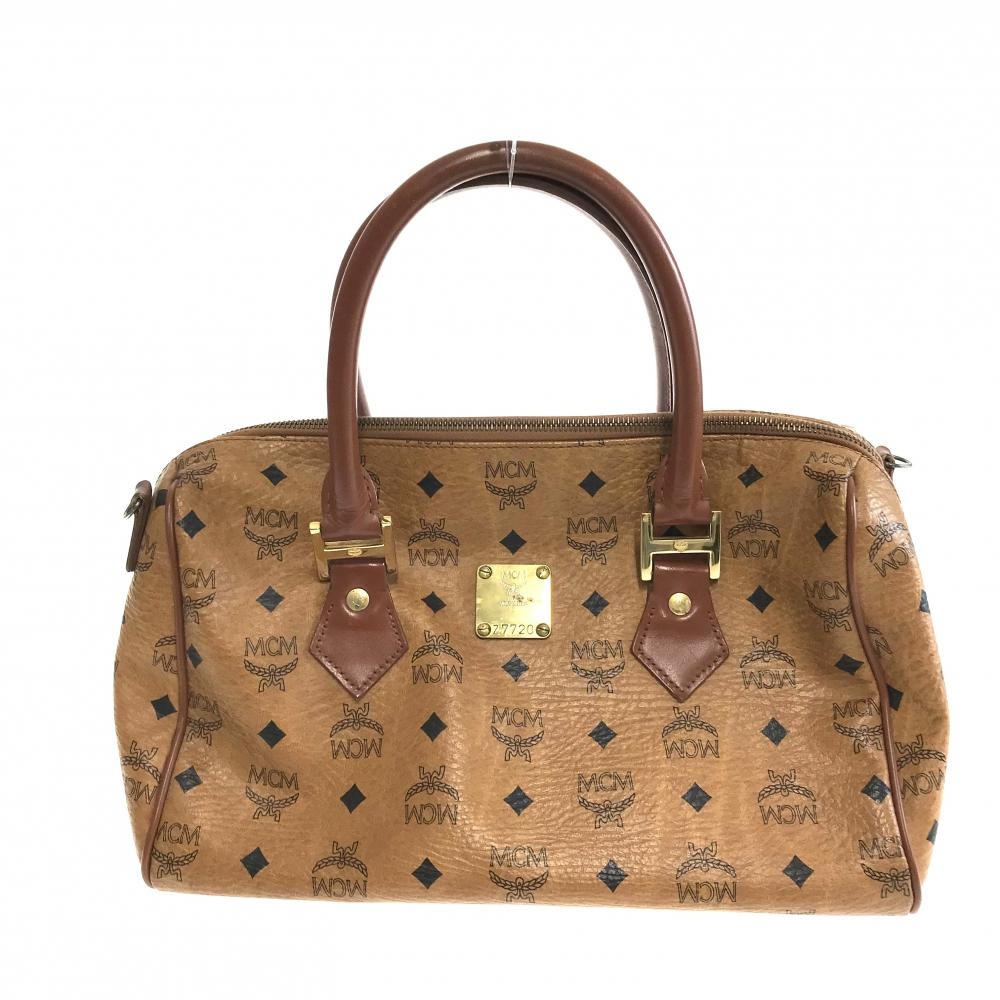 MCM/ボストンバッグ/ヴィセトス/ロゴグラム/PVC/ヴィンテージ/ブラウン