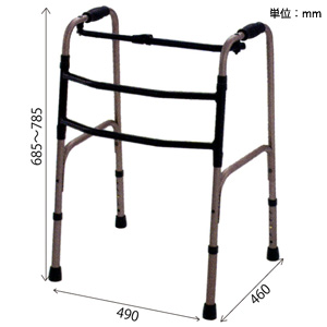 室内専用】交互型歩行器折りたたみ式（小） グレイッシュブラウン
