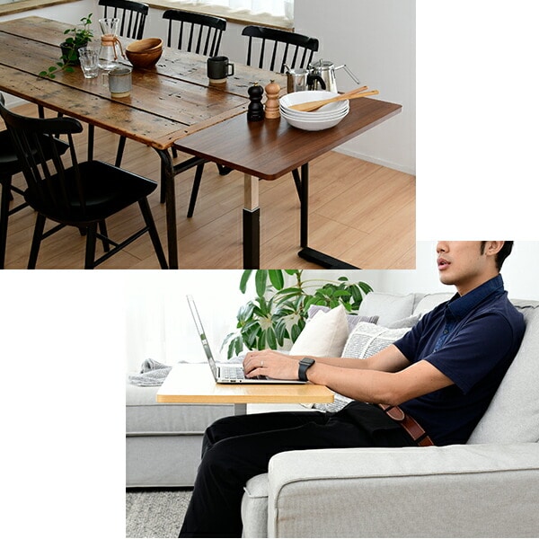 昇降テーブル キャスター付き 簡単スムーズ昇降 高さ60-95 幅70 奥行40