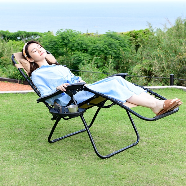 販売終了】リクライニングチェア 折りたたみ 無段階 コンパクト収納