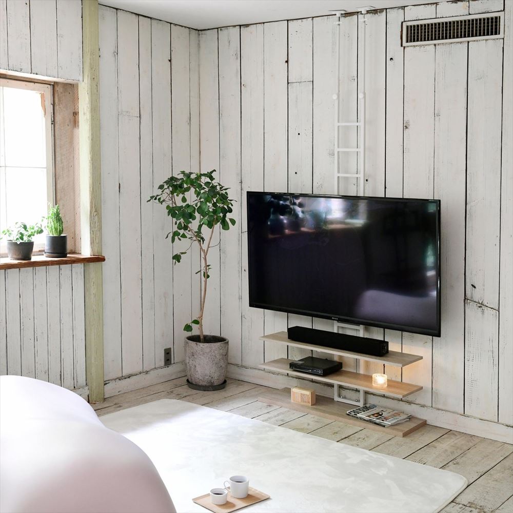 テレビ台 壁掛け風 突っ張り 壁寄せ 70型 対応 幅93 奥行30 高さ193.5