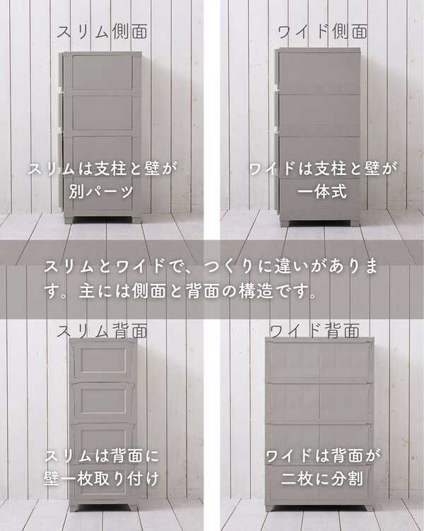 中が透けない壁付きチェスト ワイド 4段 幅54高さ86.1cm | 山善