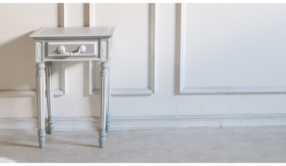 グスタビアン ベッドサイドテーブル ナイトテーブル) グレー