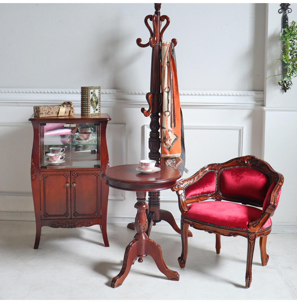 輸入家具 1人掛けソファ 木製 ベネシア ベロアレッド 1Pソファ アーム