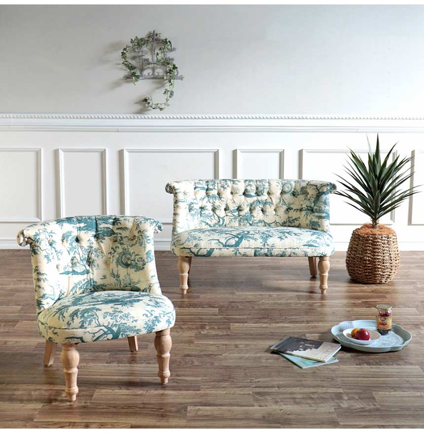 輸入家具 ボヌールチェア ラムズゲイトソファ 一人掛け ブルー(青