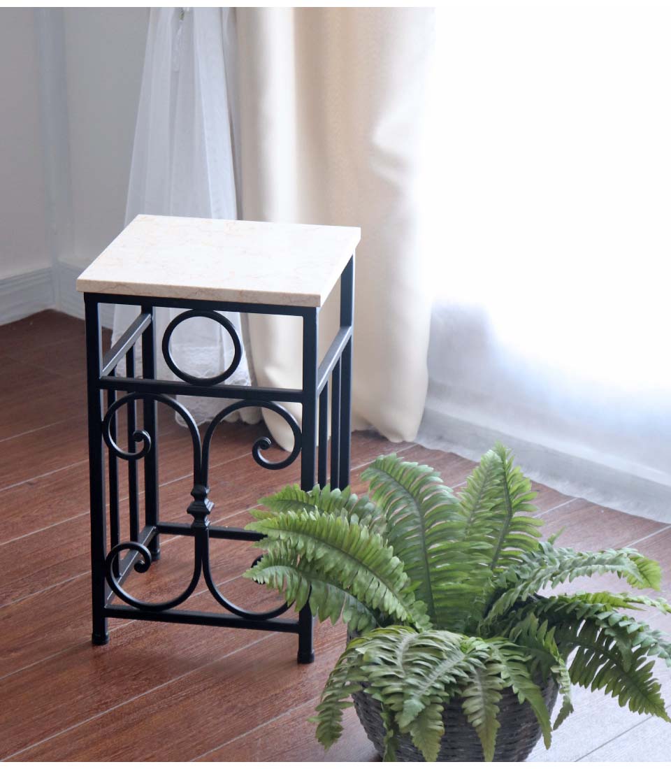 アンティーク調 大理石使用 サイドテーブル プランタースタンド｜Y