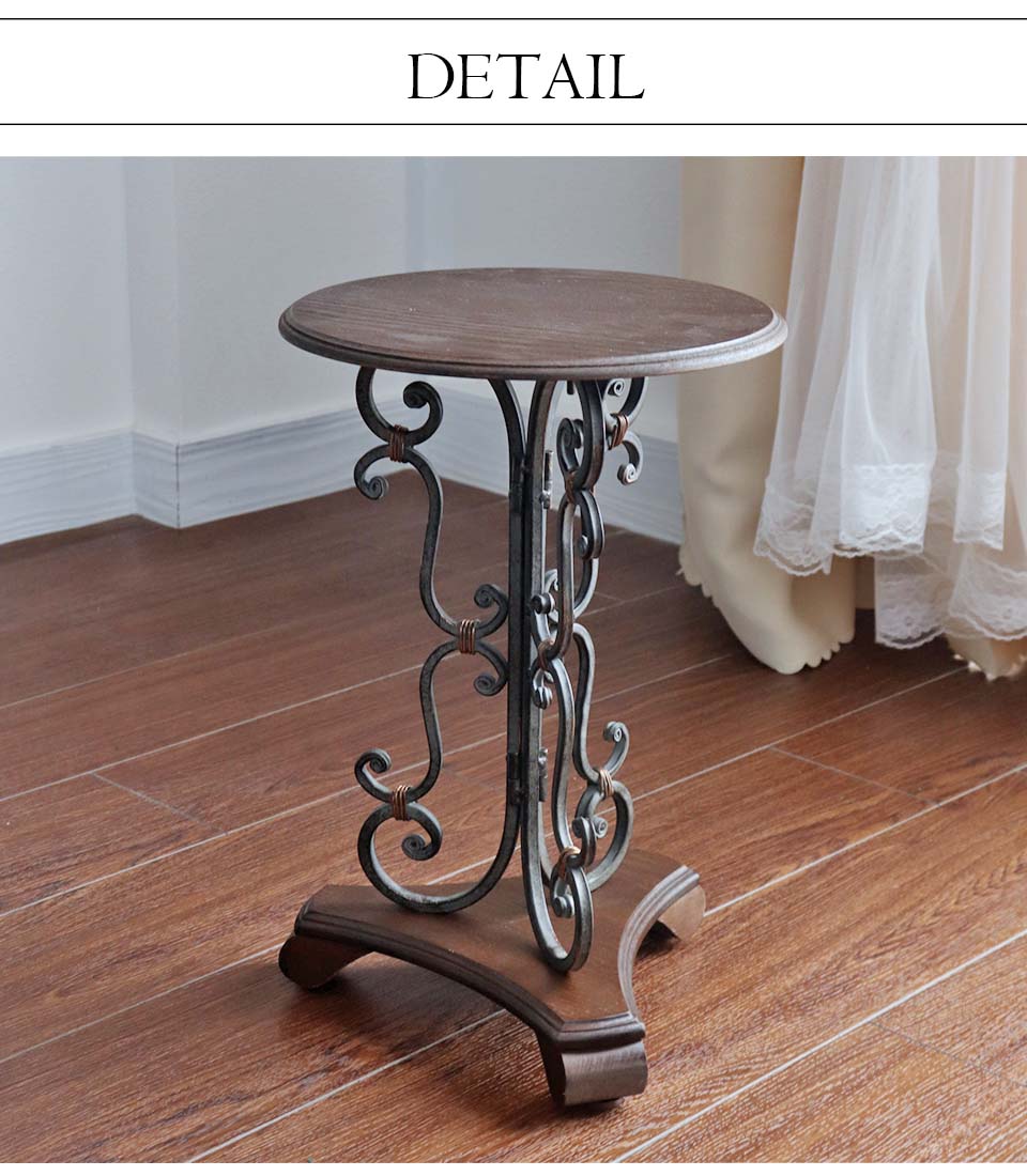 アンティーク調 木製 サイドテーブル(花台) 高さ41cm｜Y-KAGU(輸入家具