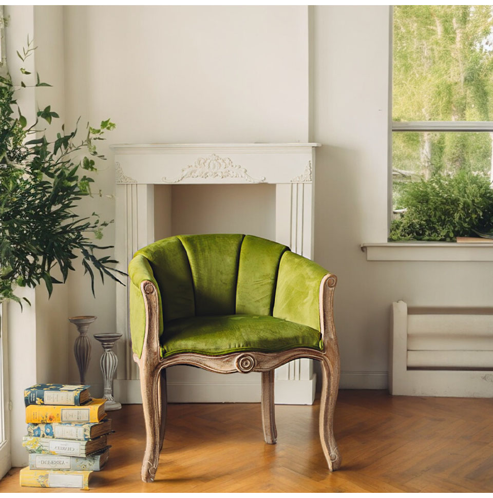フレンチテイスト アームチェア（1Pソファ）1人掛け（グリーン