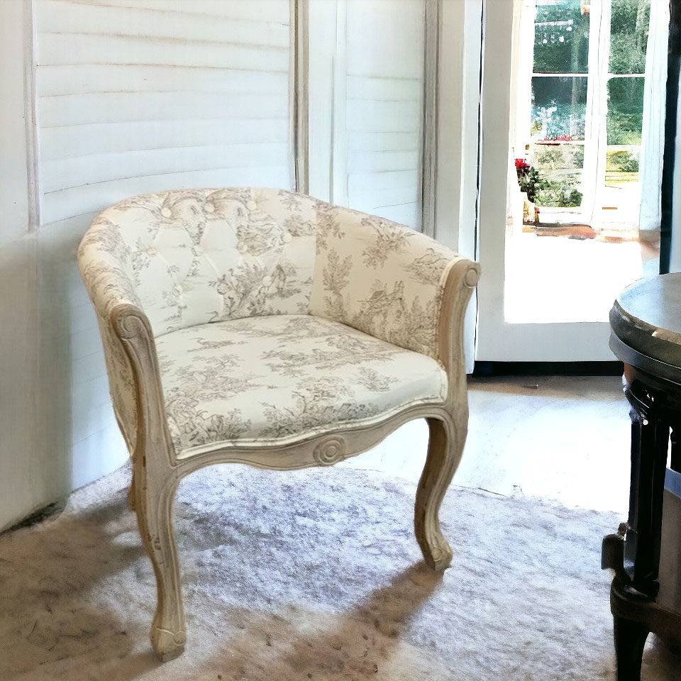 フレンチシャビーインテリア アームチェア （Toile de Jouy