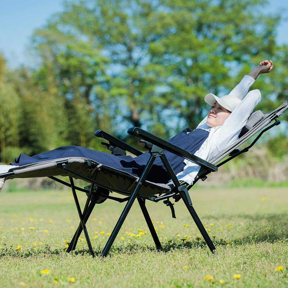 クイックキャンプ リクライニングチェア ハイバック 無段階調整 折りたたみ