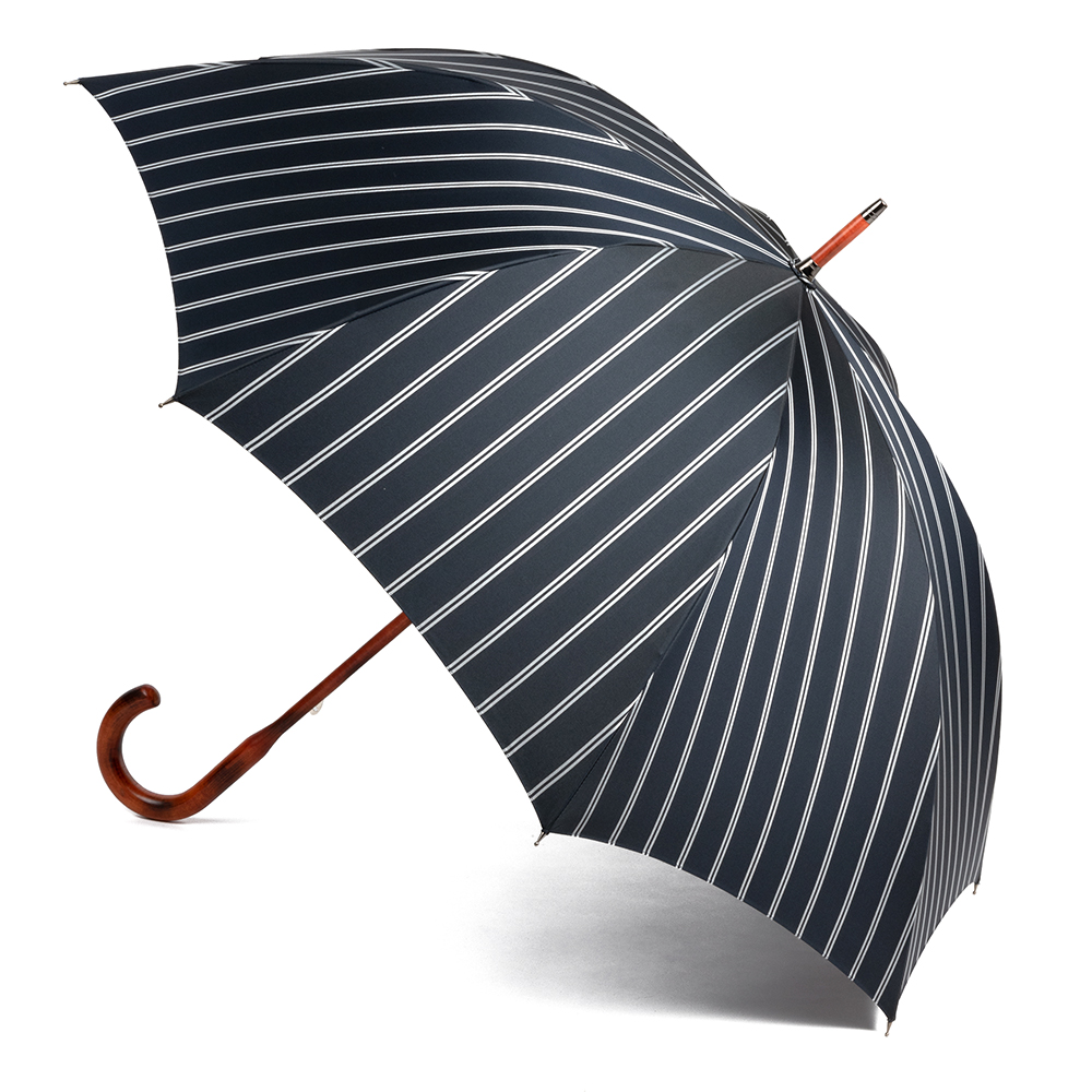長傘 ダブルフェイスストライプ一本棒 メープルソリッド ブラウン 傘も