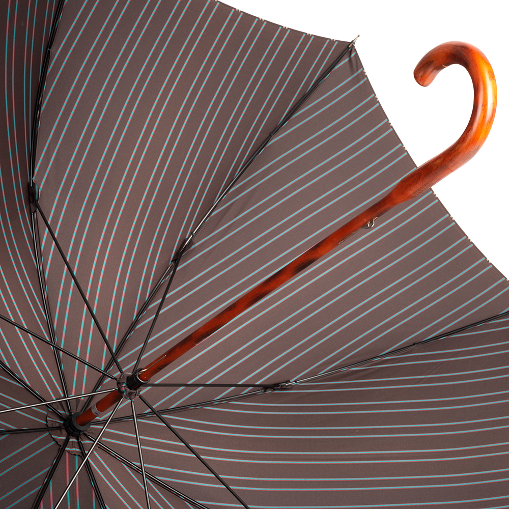 長傘 ダブルフェイスストライプ一本棒 メープルソリッド ブラウン 傘も