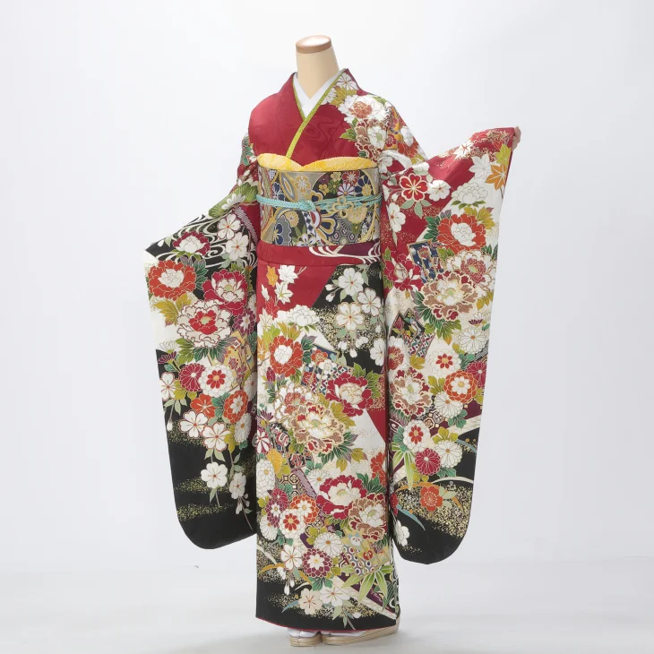 振袖セット 着物友禅振袖 西陣織帯 正絹帯揚げ 帯締め 重襟 のセット