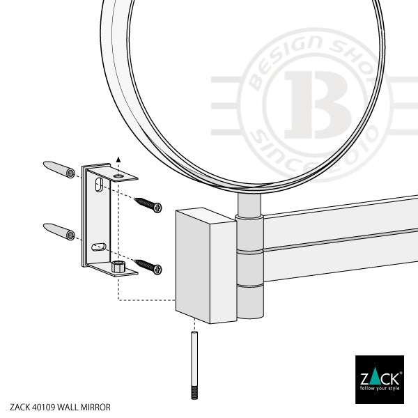 メイクアップミラー｜40109 LINEA HL 壁付けコスメティックミラー 等倍