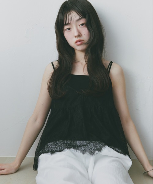 Freesia キャミソール バックリボンレースキャミソールビスチェ