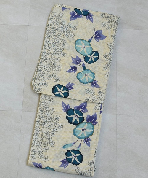 utatane 浴衣 浴衣3点セット 綿麻 水色の朝顔 レディース : ZOZOTOWN