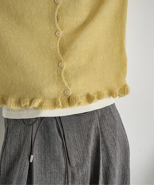 THE Yon カーディガン モヘアフリルシアーポロニットカーディガン