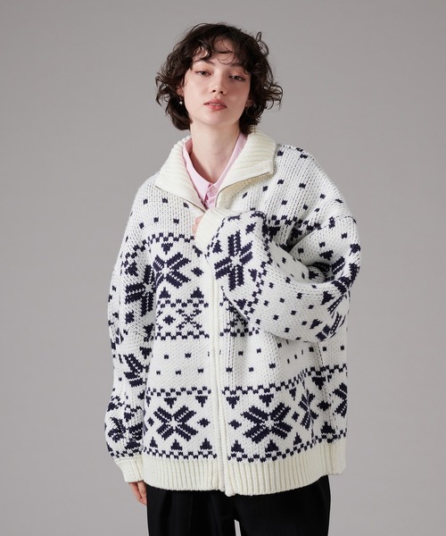 ONCILY（オンシェリー） セーター ニット NORDIC PATTERN COWICHAN ZIP