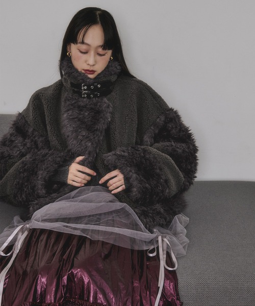 Ezick ブルゾン アウター docking faux fur coat ボアドッキング