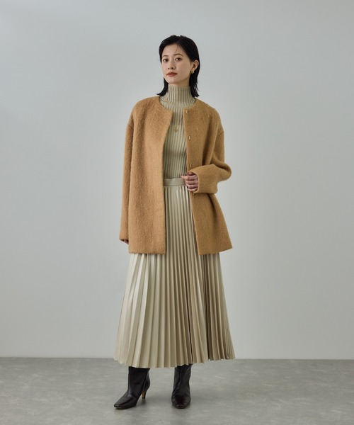 ROPE'（ロペ） コート アウター ウールモヘヤノーカラーミドル丈コート