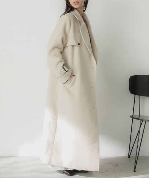 Elishe ステンカラーコート コート 2WAYシャギースタンドカラーコート