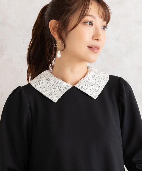 Rose Tiara（ローズティアラ） ブラウス シャツ 襟付きフリル切替