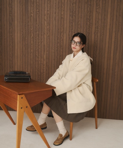 moi tytto（モイテュット） ノーカラーコート コート ノーカラーボア