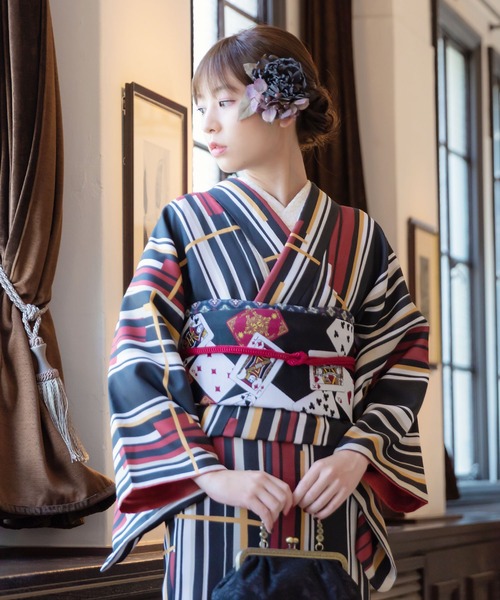 KIMONOMACHI 着物 レディース 洗える着物単品 袷着物 M/L サイズ