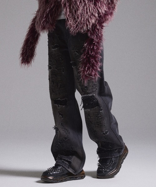 GRANCY ジーンズ 「GRANCY」High Damage Straight Denim Pants / ハイ