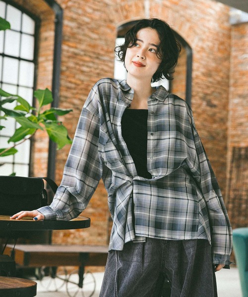 niko and…（ニコアンド） ブラウス シャツ ダブルフロントチェック