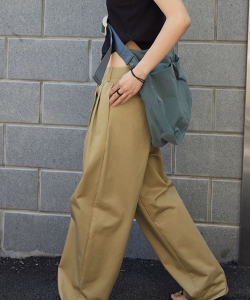 チノパン タック入りワイドチノパン レディース : ZOZOTOWN Yahoo!店