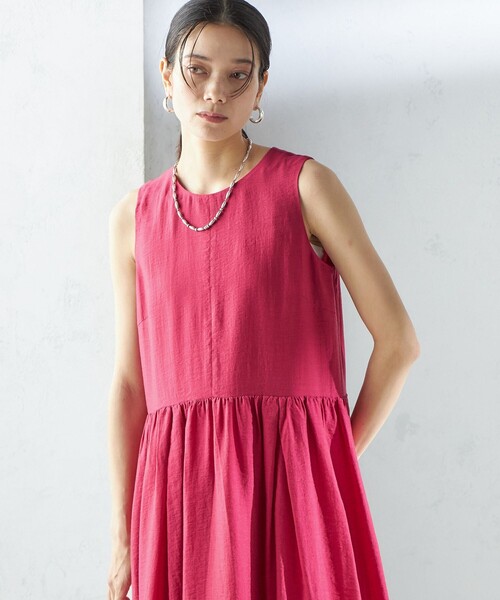 SHIPS（シップス） ワンピース 「手洗い可能」シルク混 シアー