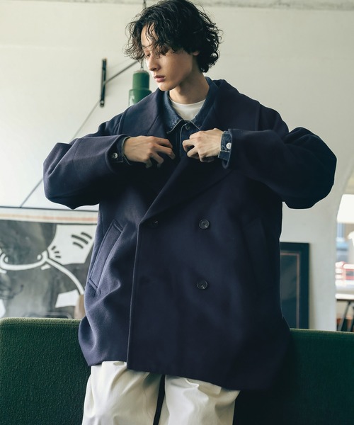 Bleme pコート ピーコート オーバーサイズビッグカラーダブルPコート