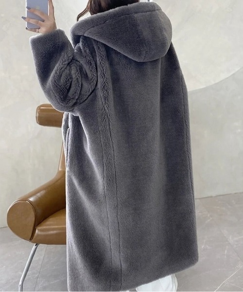 N.s モッズコート コート フード付きオーバーサイズボアコート