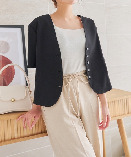 Isn't She？（イズントシー） ノーカラージャケット FREE ホワイト